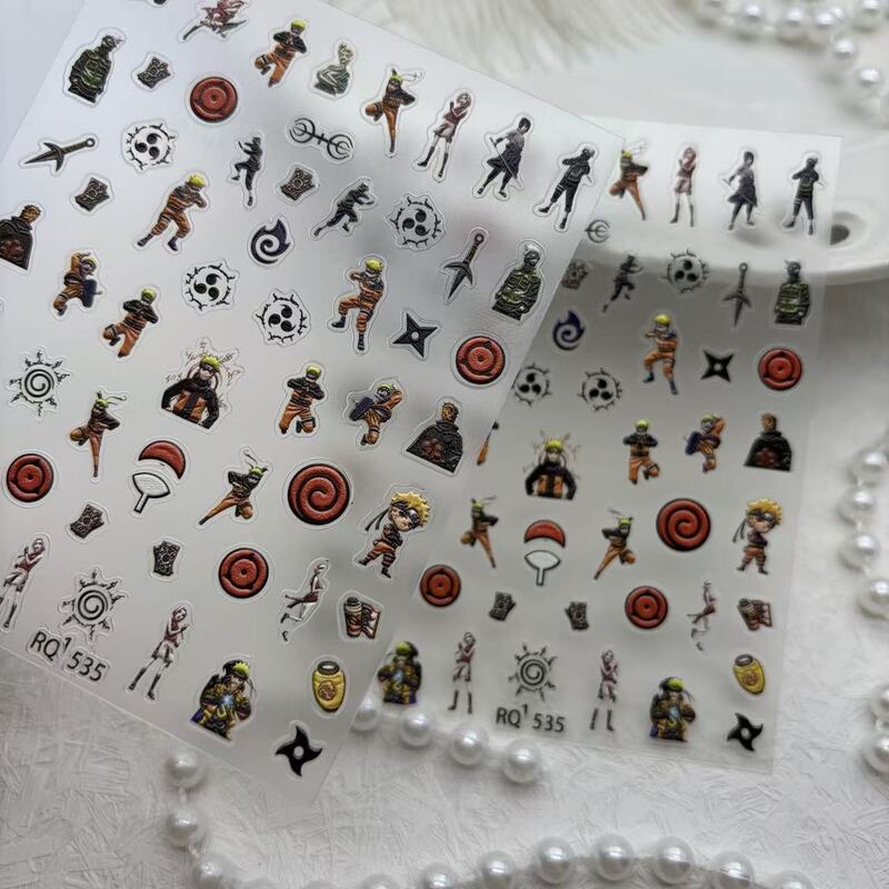Cartoon Naruto nail art stickers, thin and durable, with a raised, embossed design, in an anime style, featuring Naruto, suitable for decorating phones, iPads, and stationery