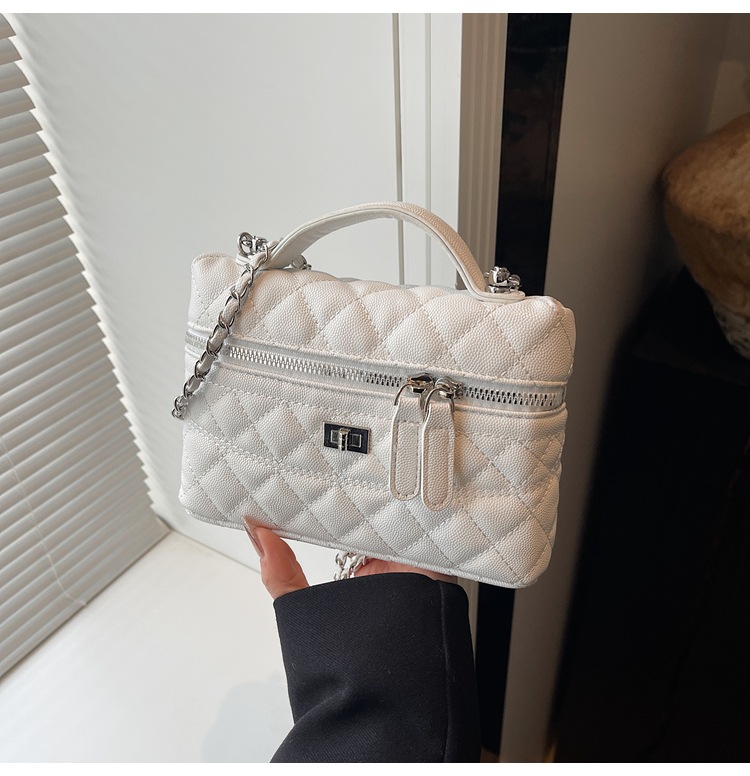 Xiaoxiangfeng bolso pequeño portátil mujer 2025 nueva moda cadena de rombos pequeño bolso cuadrado coreano bolso de mensajero simple