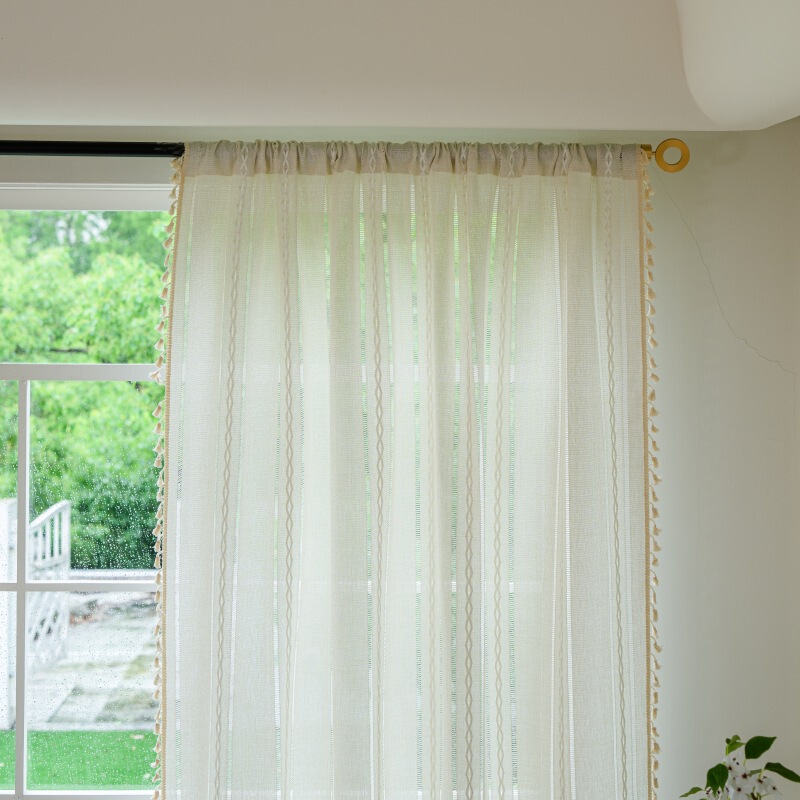 Cross-Border Popular Cotton and Linen Curtains Plain Linen Short Curtains Semi-Shading Kitchen Bedroom Partition Balcony Window Curtain Decorative Curtains