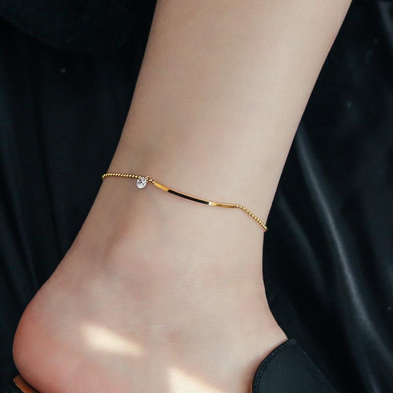 Live Selling Smiling Zircon New Fashion Women's 18K Gold Foot Chain Internet Celebrity ins Anklet Women's Simple Non-fading