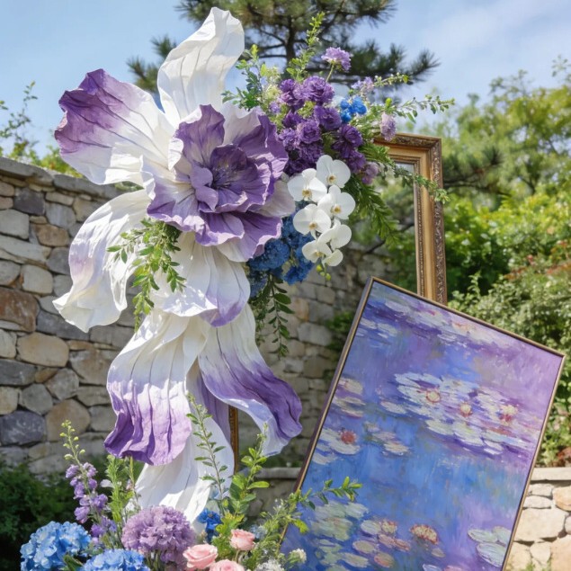 Monet's Garden Purple Gradient Large Flower Paper Art Craft Flower Large Giant Decoration Wedding Scene Waterfall