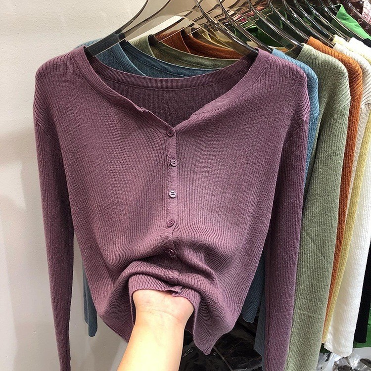 Single Breasted Placket Type Regular Sleeve Sleeve Type Wholesale Women's Casual Solid Color Long Sleeve Button Sweaters & Cardigans