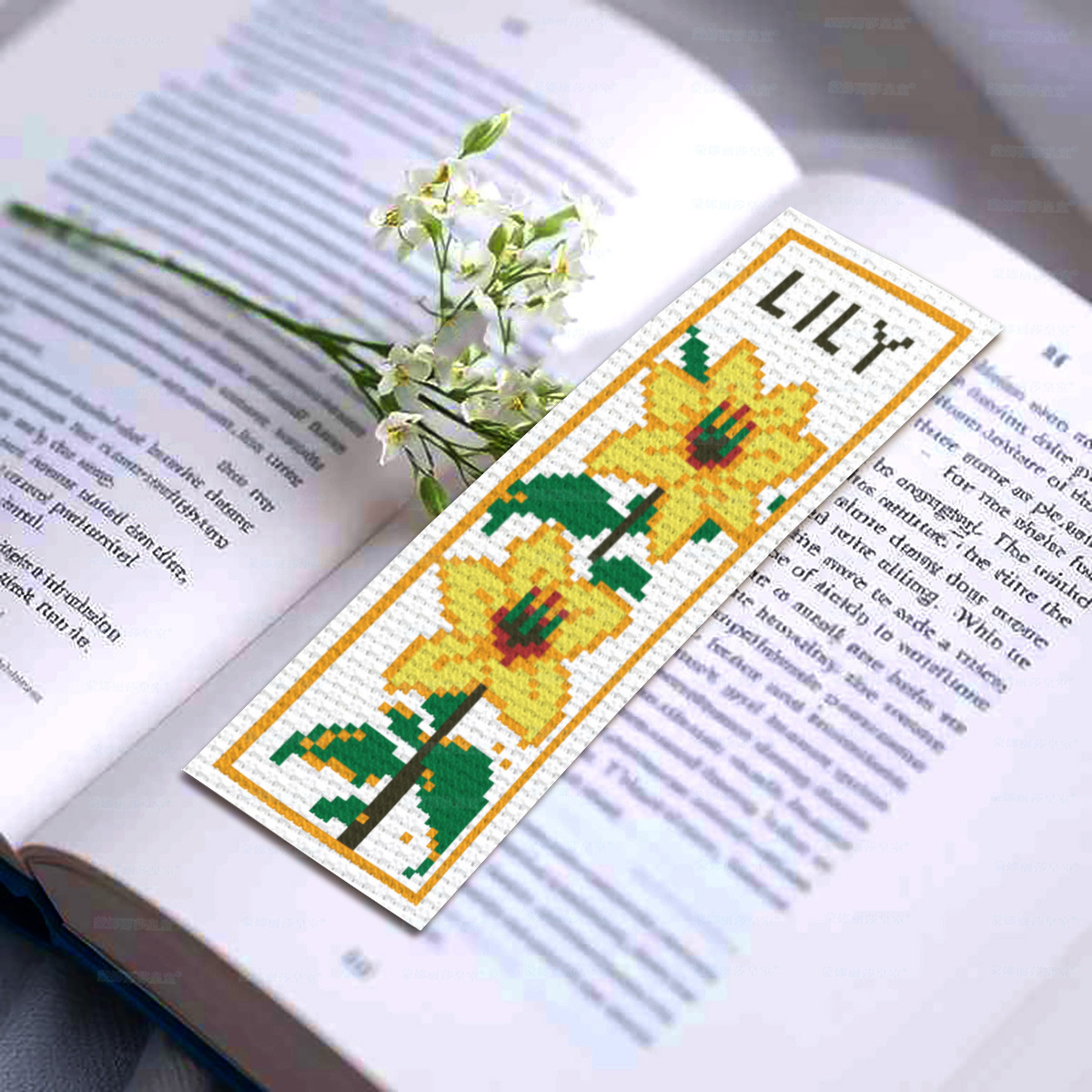 Marcapáginas de Punto de Cruz de la Mona Lisa - Nuevo Estilo Floral Fresco y Simple, Modelo 2025
