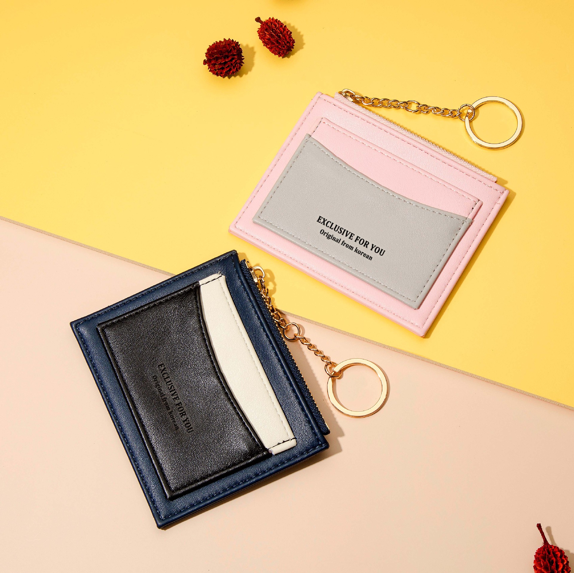 Scouring the sea Card package Ferrule Multi-bit cards zipper Card package Key buckle wallet lady Mosaic coin purse wholesale