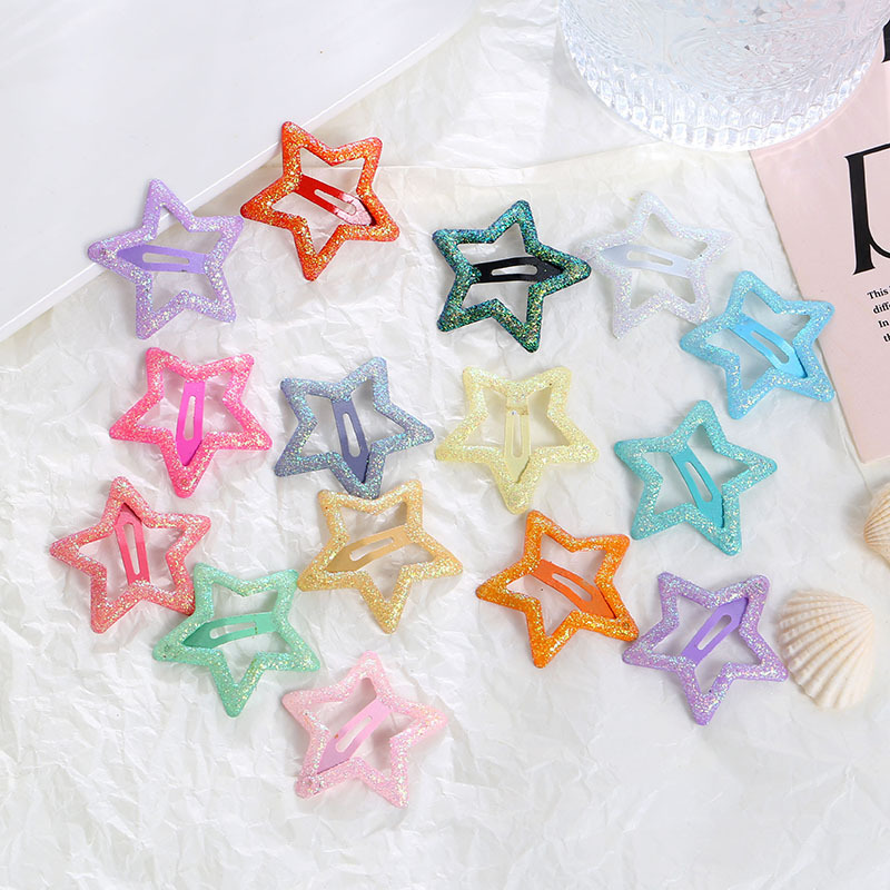 3 センチメートルかわいい y2k 五芒星オイルドリップ子供用サイドクリップクロスボーダーヘアピンアクセサリー甘い女の子前髪サイドヘアピン|undefined