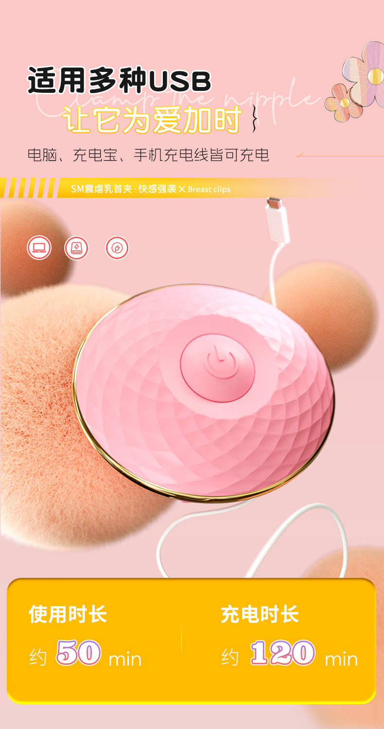 Vibrating Nipple Clamps with Remote Control, USB Rechargeable SM Couple Toy — detail image 29