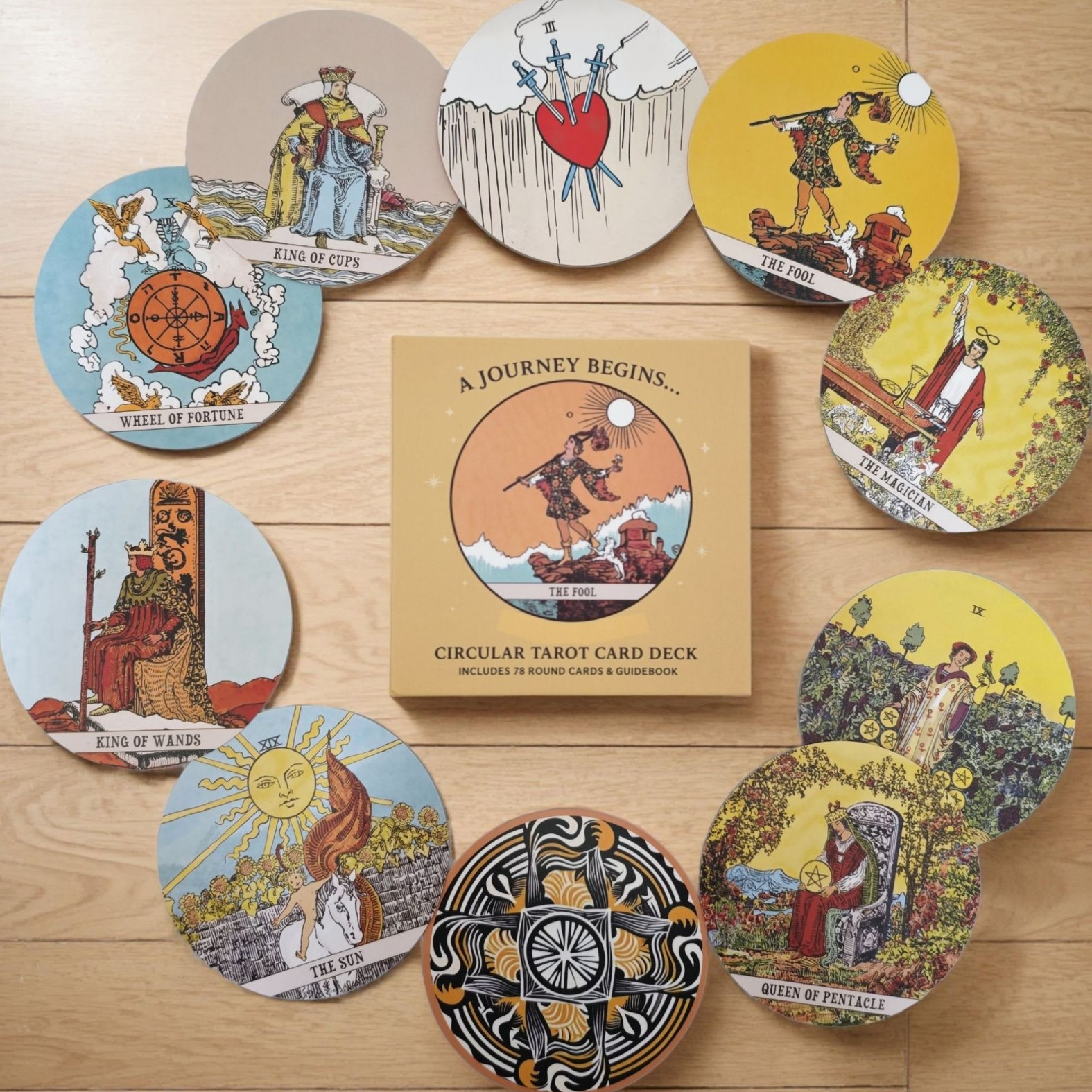 Juego de mesa de tarot creativo transfronterizo, cartas redondas Waite, nueva versión en inglés._voghion.com