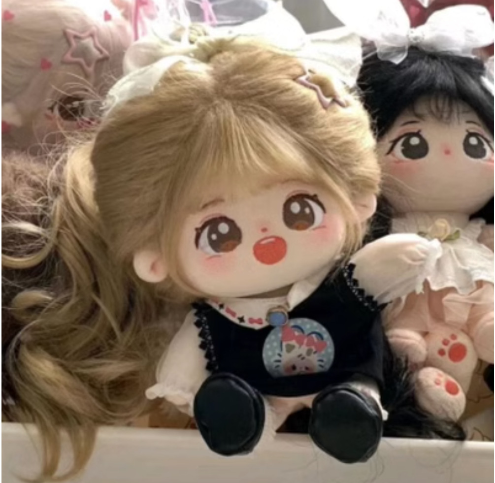 20cm algodón muñeca peluca Cola de Caballo Pelo Largo doble cola de caballo rizado en forma de humano clip de garra en stock