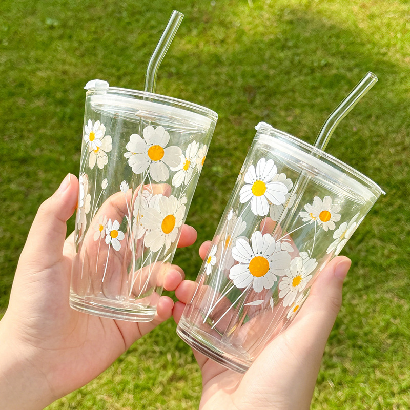 High-Appearance Glass Cup for Women, Suitable for Cold Drinks, Coffee, and Beverages, New Summer Model, Gift Cup, Dropshipping Available