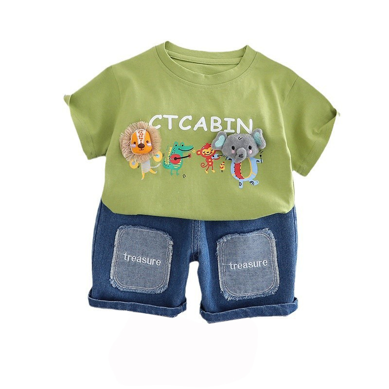 Bestseller Children's Cartoon Short-Sleeve 2026 New Stylish Infant Summer Outfit Two-Piece Set For 1-5 Year Olds ALYCExiyuebaobao_voghion.com