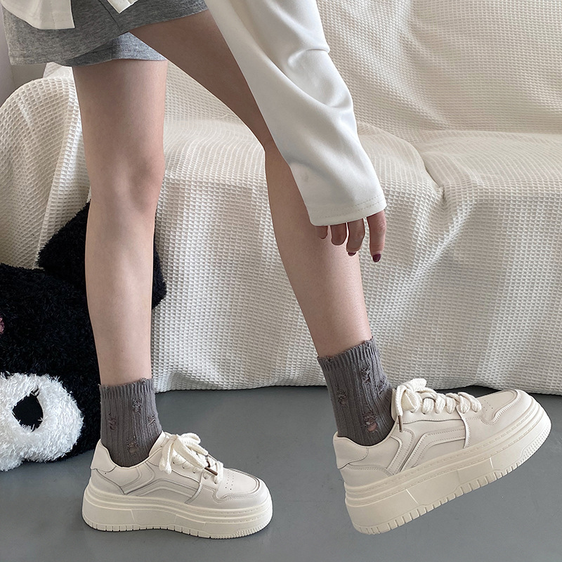 Queen Fan – chaussures de sport à semelles épaisses pour femmes, petites chaussures blanches, Style coréen, Cool Board, pour étudiantes, nouvelle collection automne/hiver 2022_voghion.com