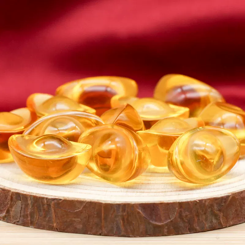 黄水晶2.5厘米元宝琉璃鸿运珠批发节日活动礼品家居创意装饰品