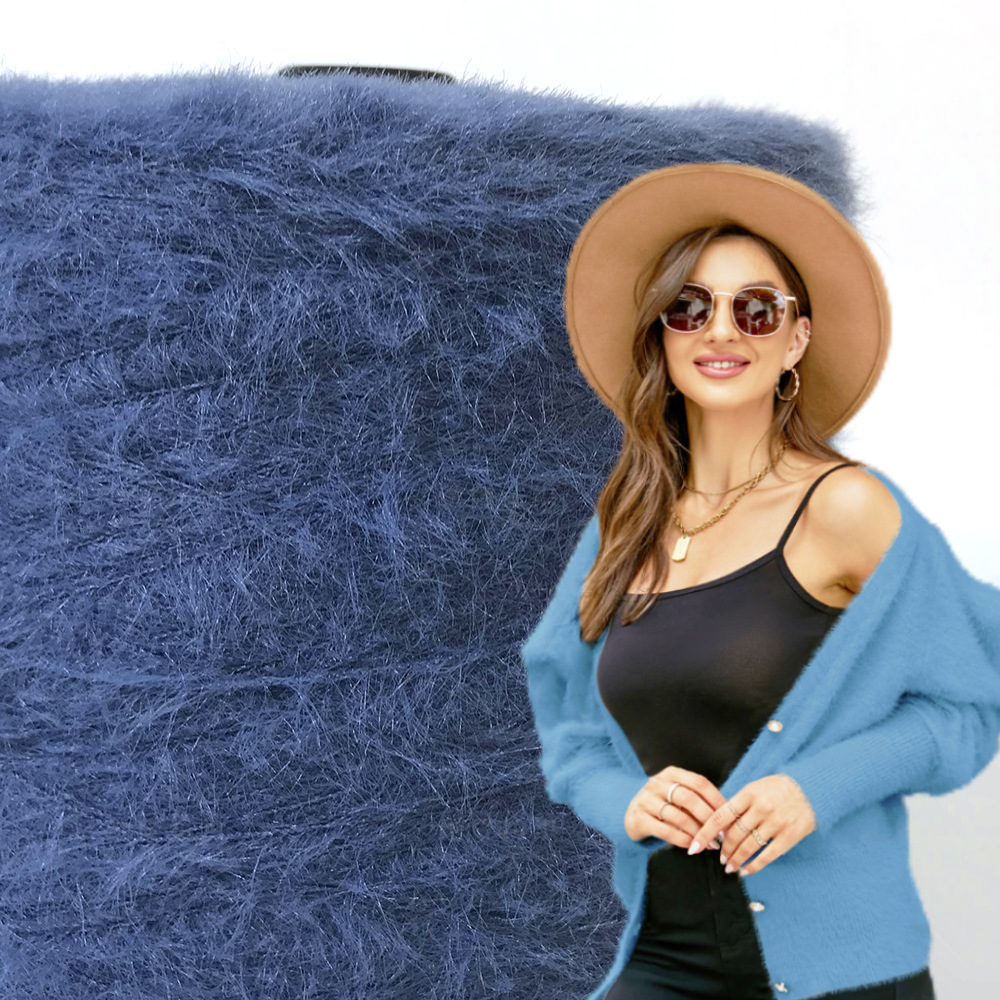 工厂直销8公分长毛仿水貂针织纱线羽毛纱定 制尼龙围巾帽子毛衣