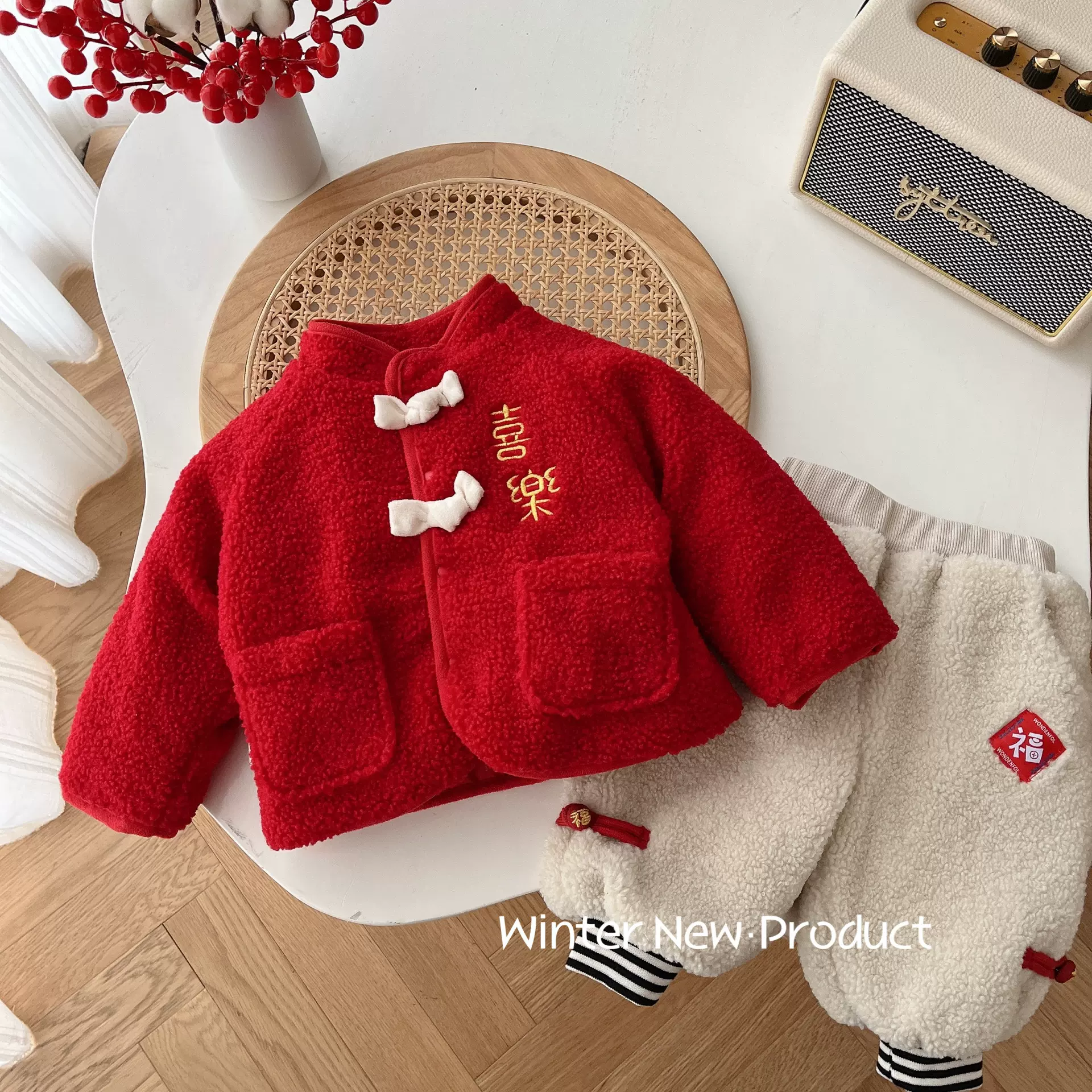 儿童夹棉拜年服0-5岁冬季男童复古加厚外套宝宝保暖过年衣服AY224