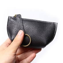 一件代发简约复古真皮零钱包头层牛皮小钱包拉链硬币包汽车钥匙包