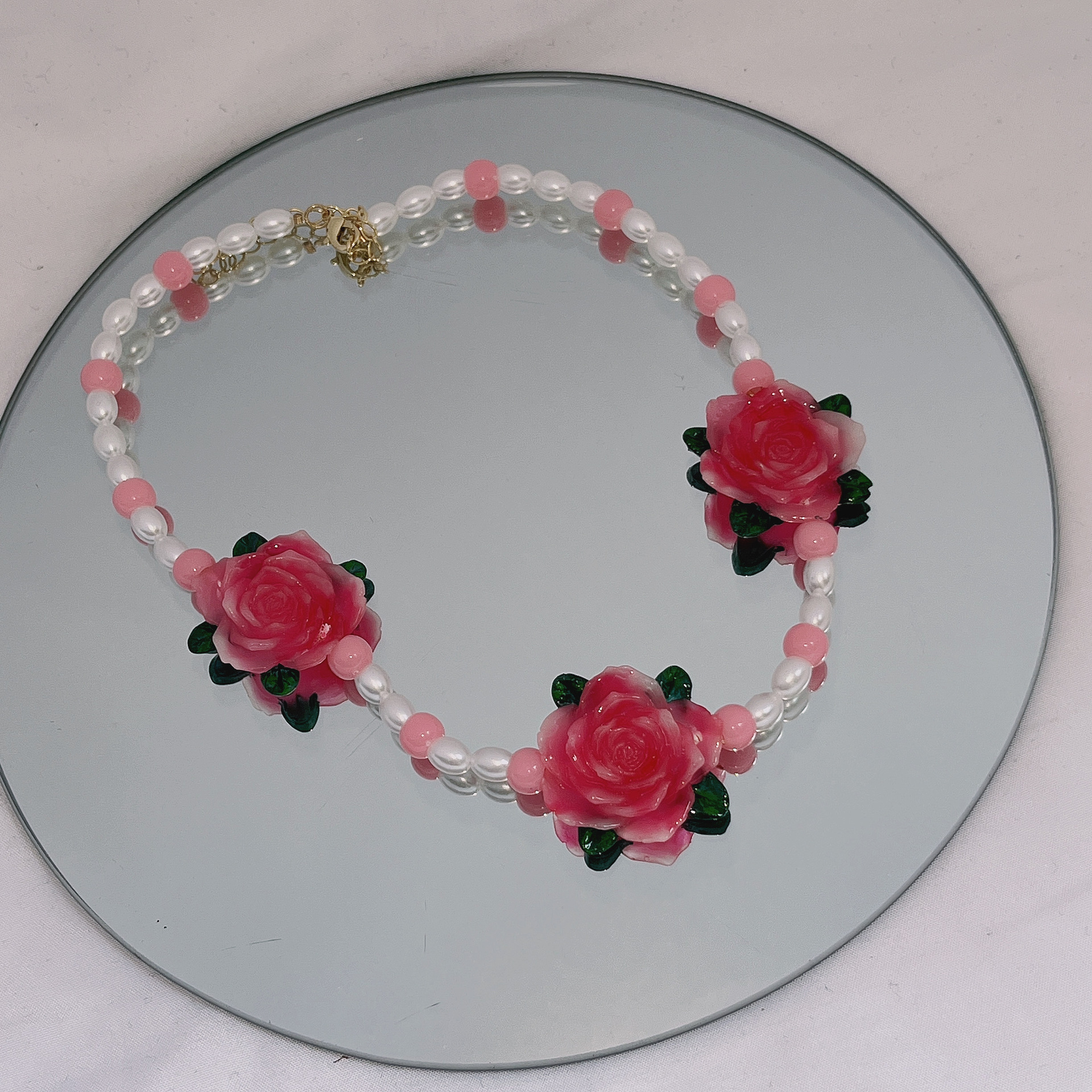 Mujeres Romántico Flor Con Cuentas Perla De Imitación Collar Collares display picture 5