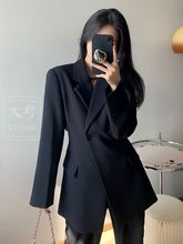 大野黑色收腰西装外套女春秋新款设计感小众休闲小西服