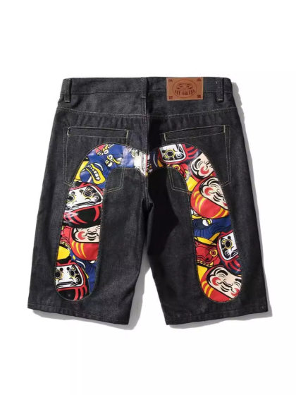 Five Shorts Men's Fashionable Brand Hip-Hop Summer Pants Printed Distinctive Large M Loose Fashionable Thin Denim Shorts