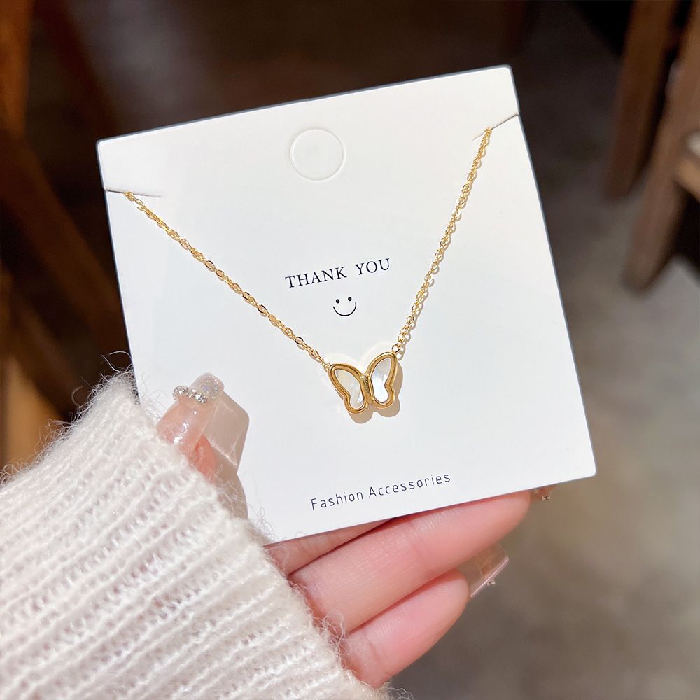 Simple Style Butterfly Titanium Steel Plating Pendant Necklace 1 Piece