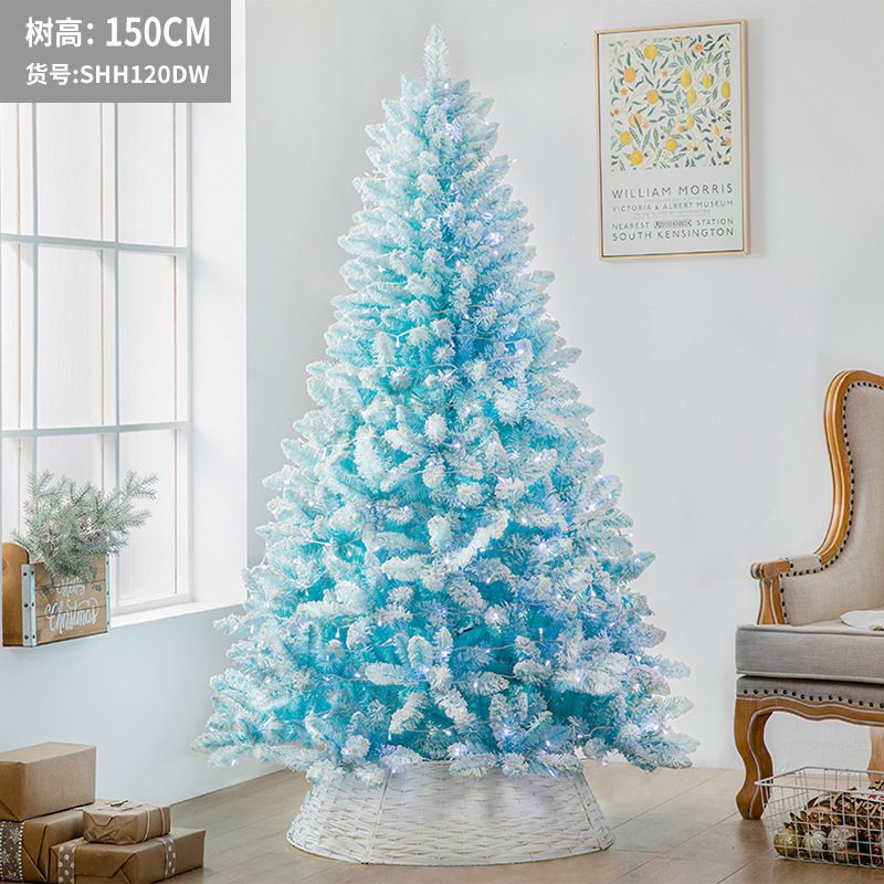 Cruzar la frontera nuevo lujo cifrado árbol de Navidad grande PE simulación árbol rosa azul macaron nieve árbol brillante Navidad