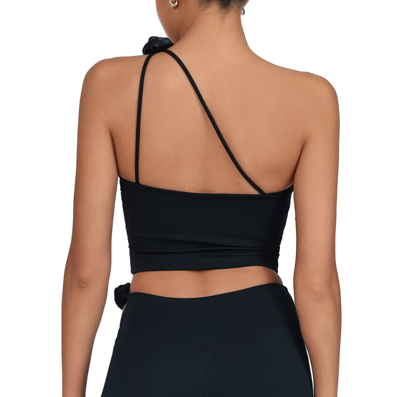 Top de yoga con tirantes y diseño floral, color rojo festivo, efecto adelgazante, de secado rápido, a prueba de golpes, sujetador deportivo para correr y hacer ejercicio para mujer.