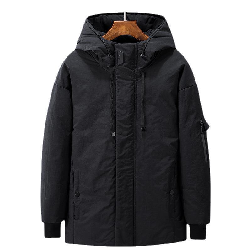 Chaqueta corta de los hombres de invierno engrosada estudiante guapo Juventud con capucha ropa de trabajo abrigo de invierno de los hombres moda