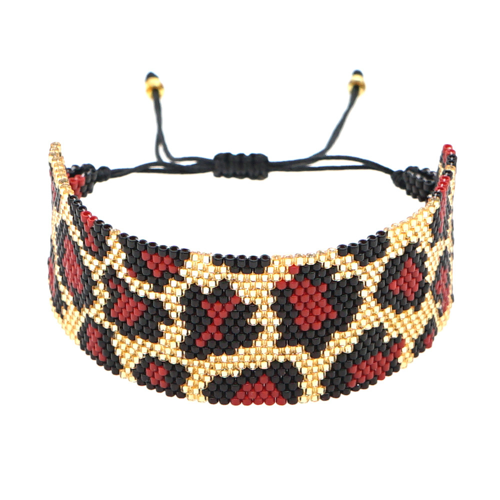 Mode Leopardenmuster Perlen Breites Armband display picture 3