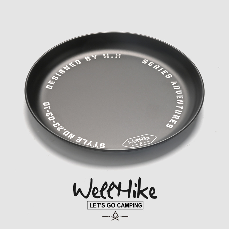 WELLHIKE 屋外戦術的なディナープレート日本製ステンレス鋼ポータブルプレート黒キャンプ食器ピクニック用品|undefined