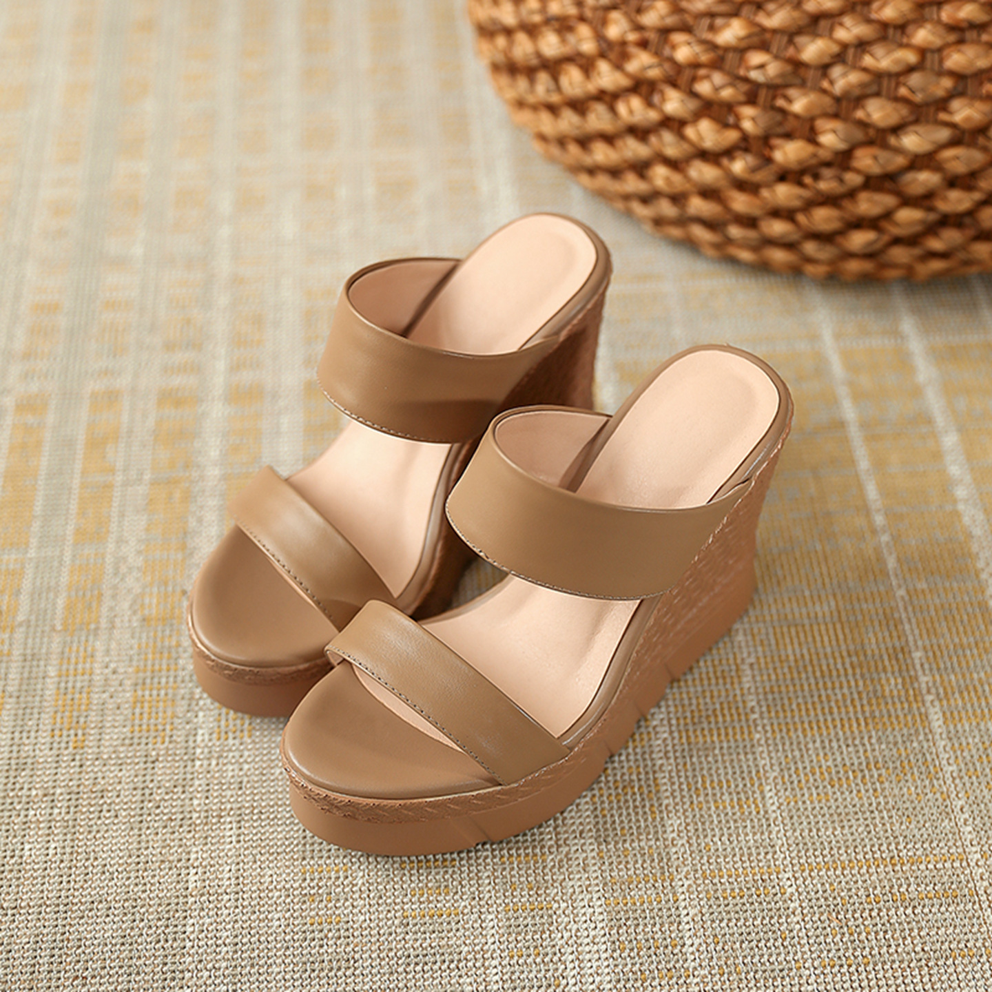 Sandal cao gót nữ hở mũi đế dày 10 cm, phong cách mới mùa xuân hè — đen chi tiết 15
