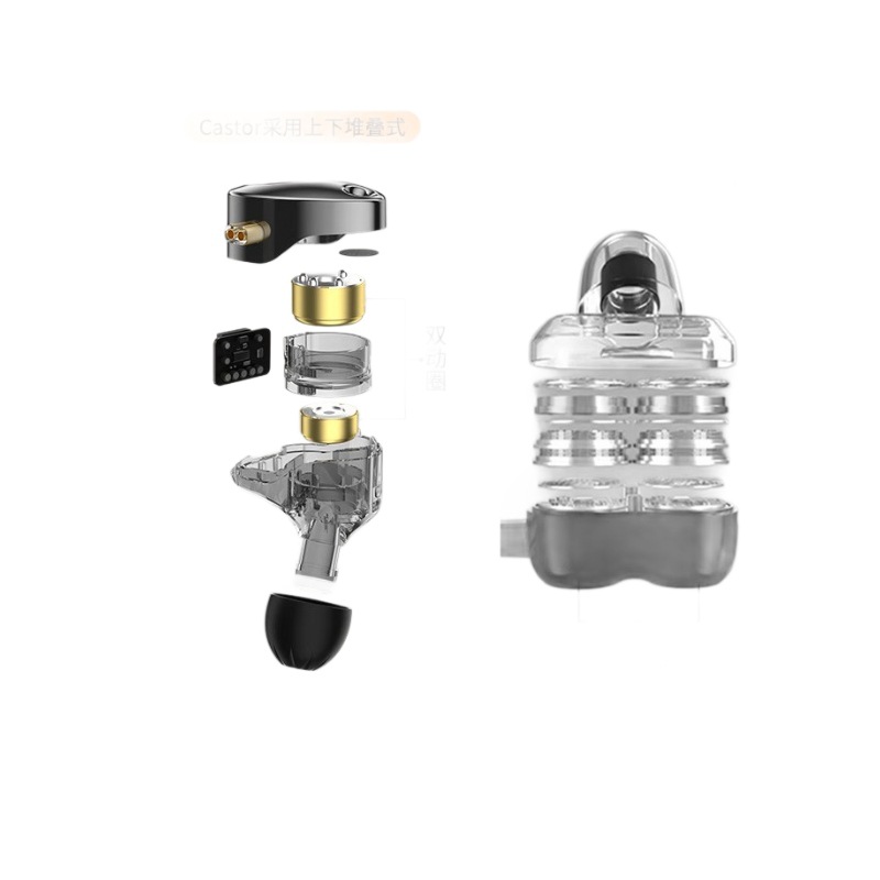 Auriculares con cable KZCASTOR en la oreja Auriculares hi-fi de alta resolución de doble dinámica