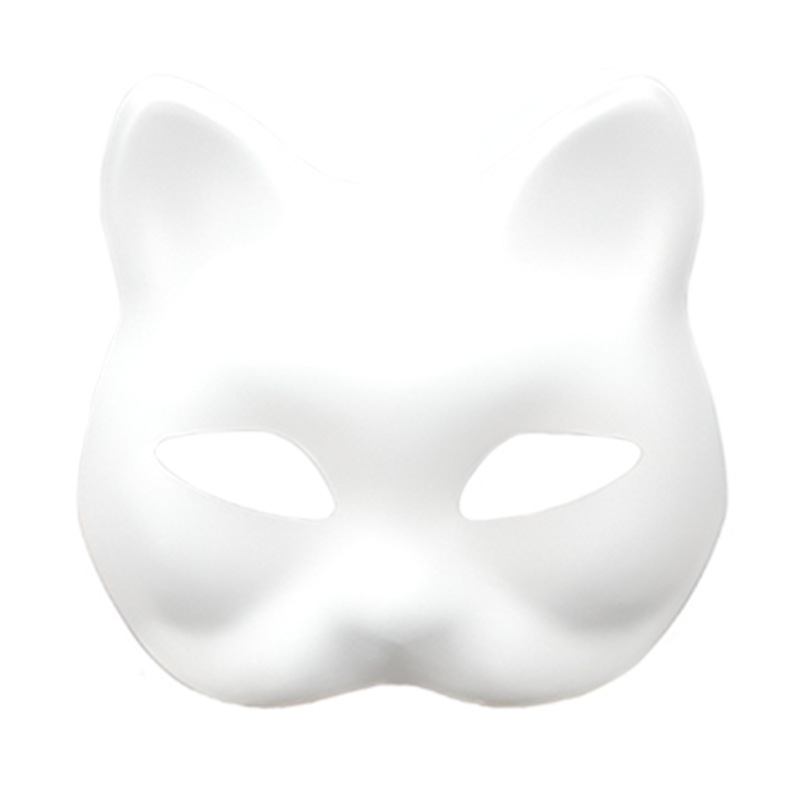 Máscara de pulpa blanca DIY transfronteriza mitad cara cara de gato cara de zorro máscara de terciopelo decoración de cabeza de bestia máscara de pintura a mano