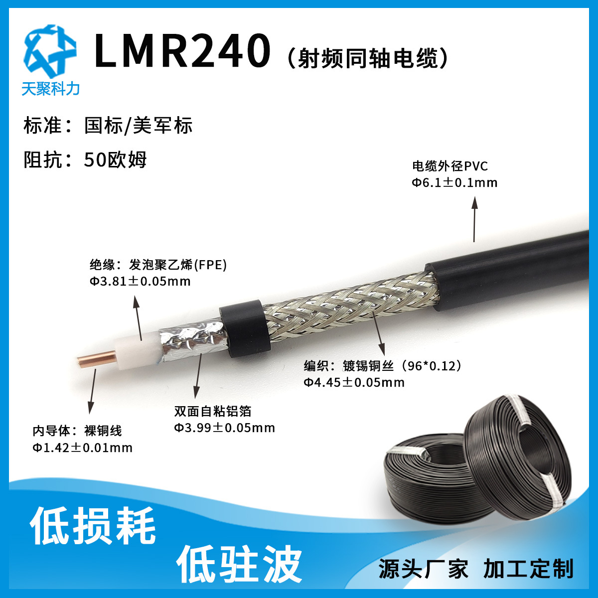RF240LMR240射频同轴电缆高频信号天线馈线延长线低损耗低驻波