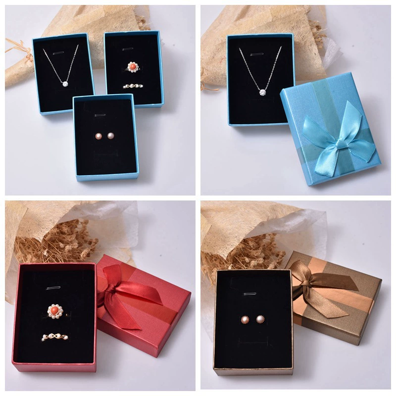 Упаковочная коробка для ювелирных изделий: колец, серег, ожерелий, украшений с бантом, с возможностью нанесения логотипа, подарочная коробка для ювелирных изделий
