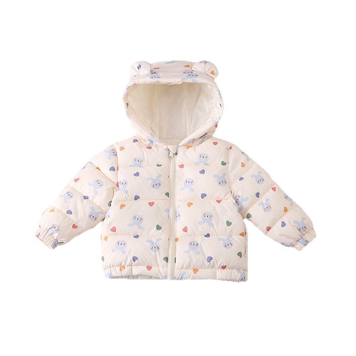 Chaqueta con Capucha Infantil con Dibujos de Fibra de Poliéster, Con Capucha, para Invierno