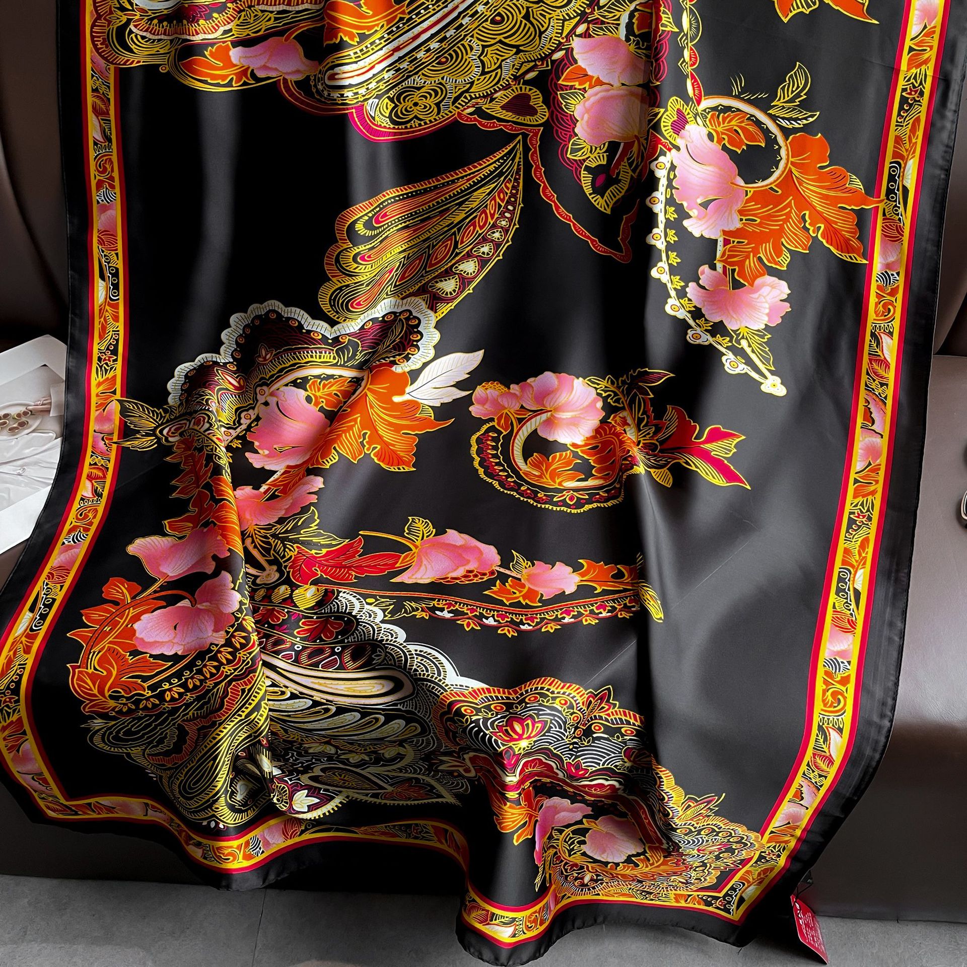 Estilo chino elegante retro simulación de brocado de seda bufanda grande 180*90cm viaje desgaste exterior bufanda larga chal