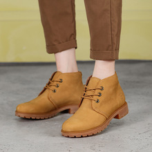 复古短筒小黄靴新款软底系带马丁靴女真皮单靴ins帅气百搭热靴批
