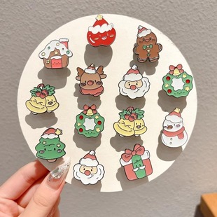 Christmas small brooch accessories cute cartoon metal Christmas series diy drop oil badge pin Christmas ornaments