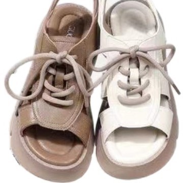 Sandalias de suela gruesa para mujeres verano 2026 nueva moda casual cordón muffin zapatos de playa romanos huecos