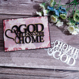 Handbook Decoration God-Bless-Our-Home Carbon Steel Knife Mold Cutting Paper Art Embossing Knife Mold Cross-Border Delivery