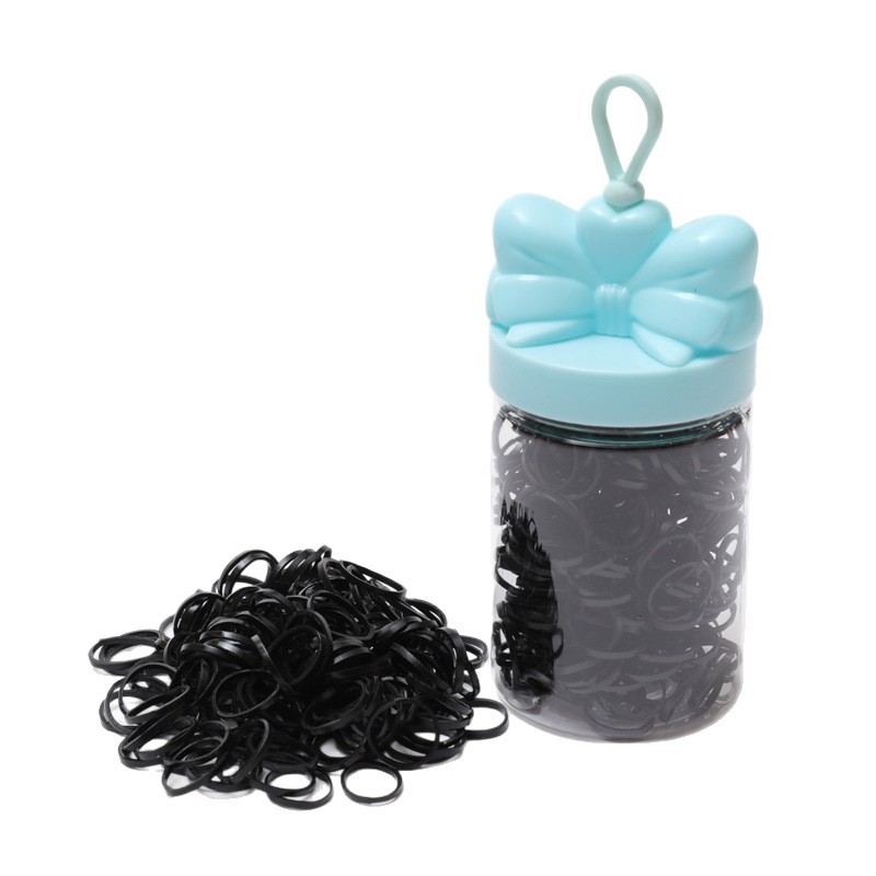 Gomas para el pelo infantiles en envase – negras, gruesas, no dañan el cabello