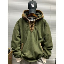 美式复古大码300斤卫衣外套男春秋季休闲宽松痞帅百搭上衣帽衫潮