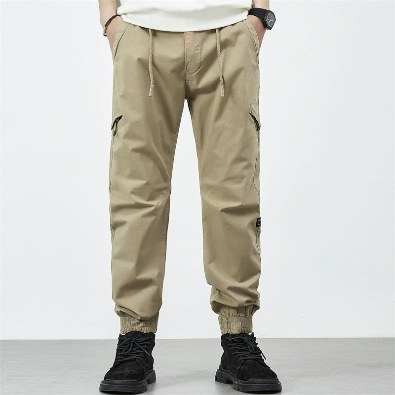 Men's spring cotton universal elastic wear-resistant trousers for leisure, American style, autumn, oversize, loose fit