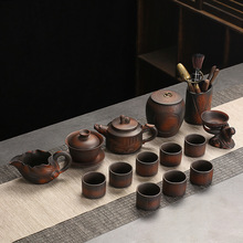紫陶 功夫茶具套裝禮盒送禮家用 建水紫陶茶壺手工精品蓋碗壺龍韻