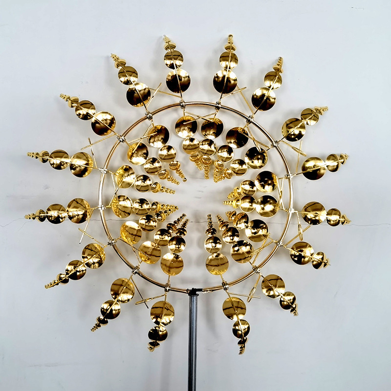 Molino de Viento Metálico Giratorio para Jardín, Colorido, Campana de Viento