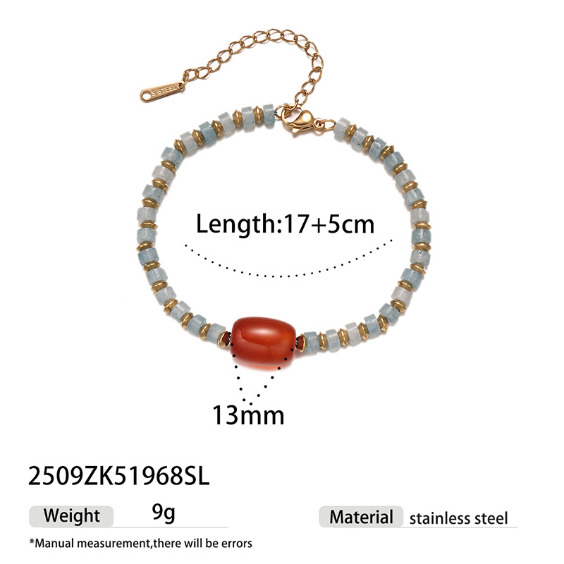 Tina Europa y los Estados Unidos lujo ligero transfronterizo piedra natural pulsera de cuentas nicho retro caída 18k joyas pulsera de oro al por mayor