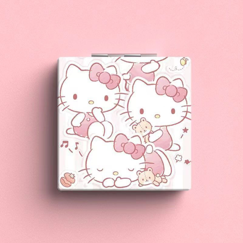 子猫、大きな頭の猫、小さな鏡、ポータブル折りたたみミラー、かわいいポータブル化粧鏡、化粧鏡、手持ちミラー|undefined