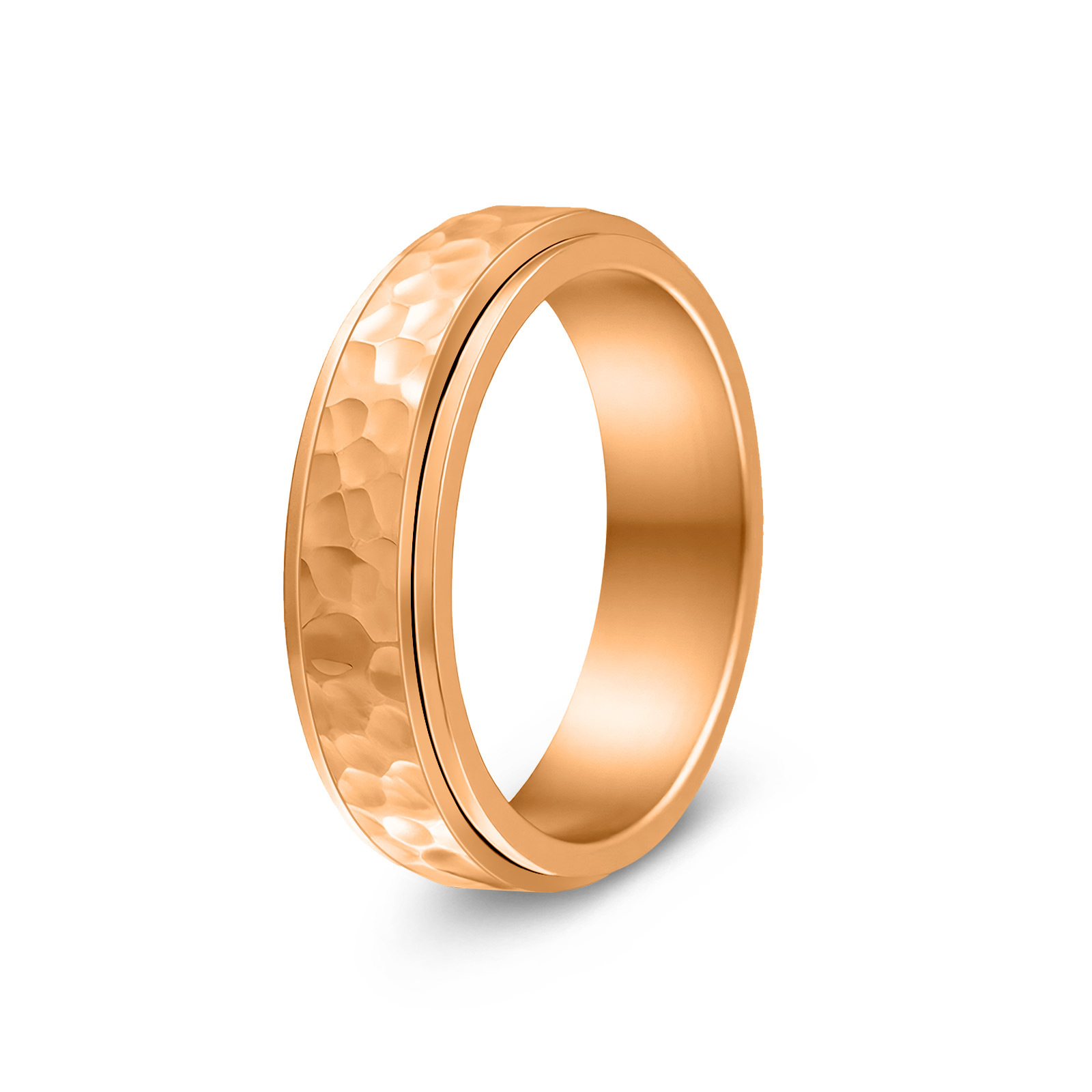 Nuevo anillo giratorio de acero de titanio transfronterizo manual golpeando Luna patrón de pozo patrón de golpeo irregular anillo de descompresión giratorio