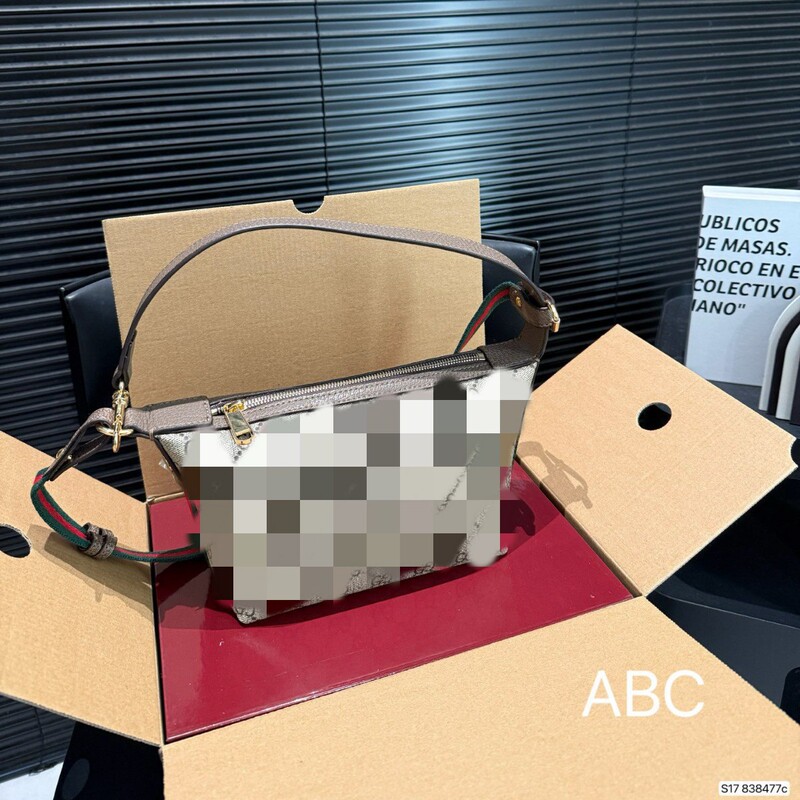 Wholesale Hot-Selling Gucci Vintage Fabric Underarm Bag Fashion Single-Shoulder Genuine Leather Hobo Messenger Horn Women's Crescent Bag