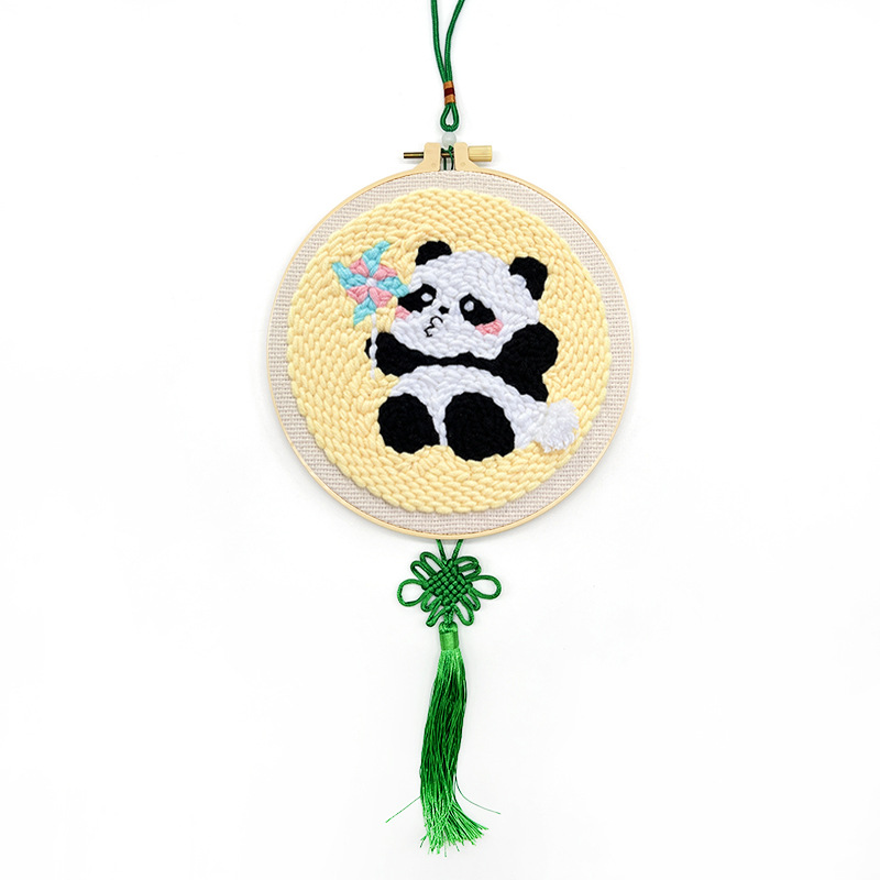 Lindo de dibujos animados poke bordado animal colgando pintura lu bordado hecho a mano material de bricolaje paquete sala de estar habitación de los niños colgando pintura frotando música