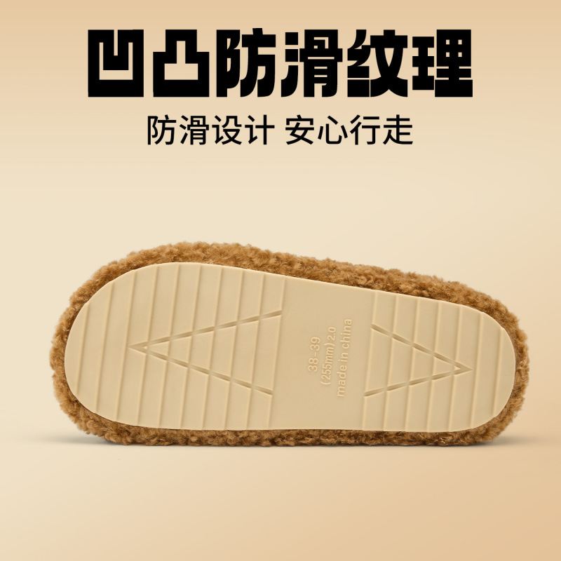 利达妮毛毛拖鞋女外穿新款居家厚底防滑毛绒棉拖鞋女款秋冬天|undefined
